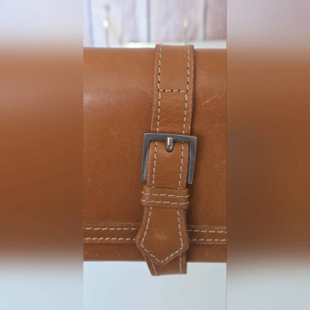 Burberry Tan Leather Continental Buckle Wallet